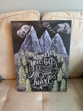 Inspirational Mountain Chalkboard Art Wall Decor - Wherever You Go, Confucius